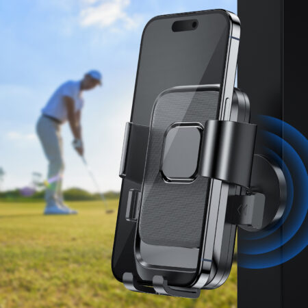 Golf Cart Phone Holder Golf Cart Magnetic Phone Holder Mount Ultra Strength Magnets Cell Phone Caddy Compatible For EZGO/Club Car/iPhone/Galaxy/Google Pixel, 360° Rotatable/One-Handed Pick & Place