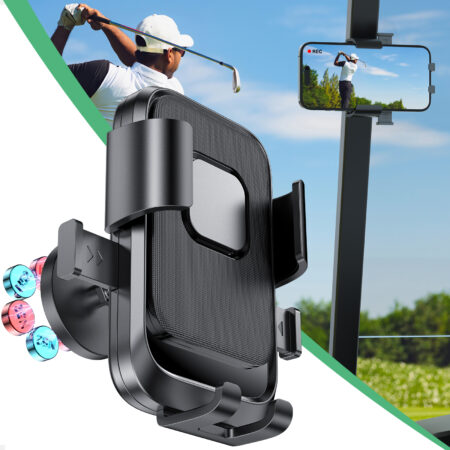 Golf Cart Phone Holder Golf Cart Magnetic Phone Holder Mount Ultra Strength Magnets Cell Phone Caddy Compatible For EZGO/Club Car/iPhone/Galaxy/Google Pixel, 360° Rotatable/One-Handed Pick & Place - 图片 2
